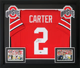 Ohio State Cris Carter Authentic Signed Red Pro Style Framed Jersey BAS Witness