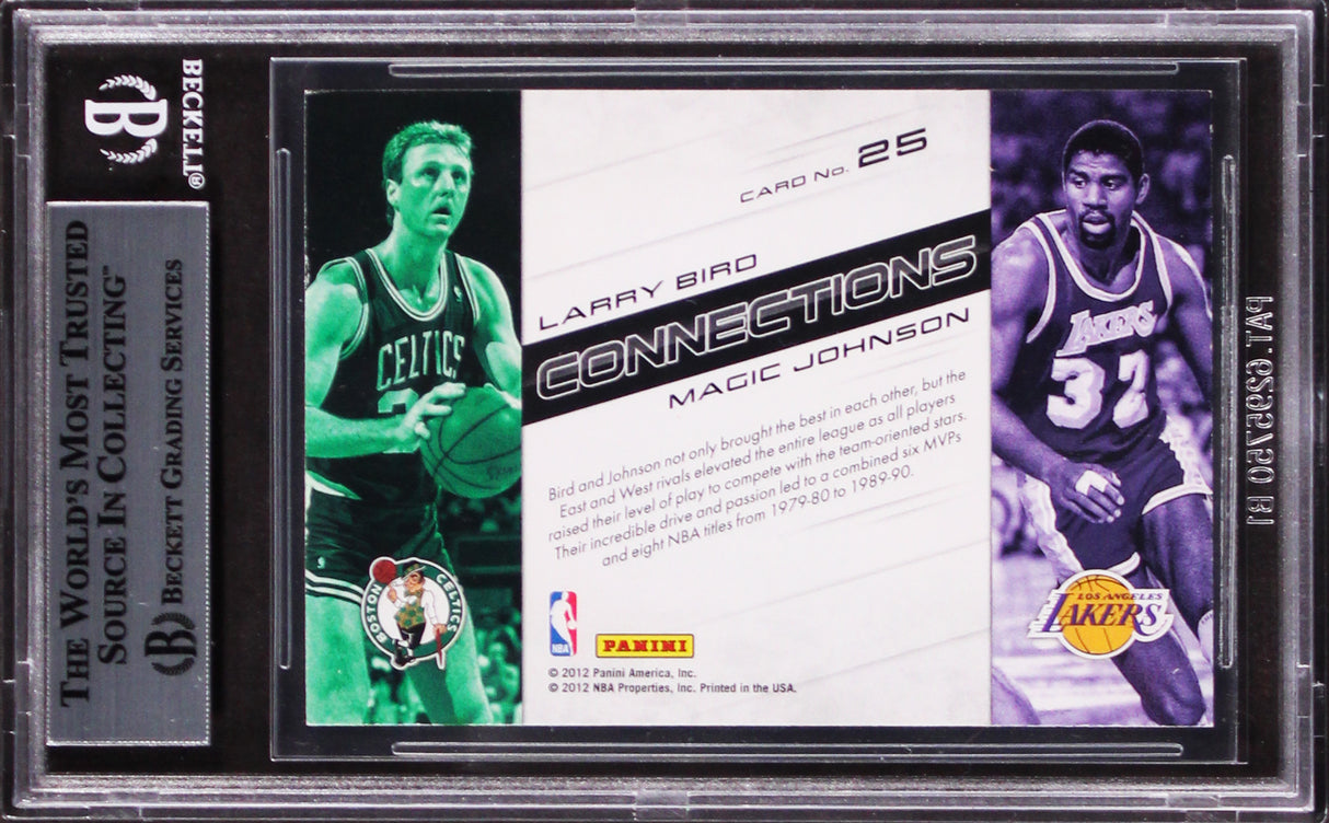 Larry Bird & Magic Johnson Signed 2012 Prestige Connections #25 Card BAS Slabbed
