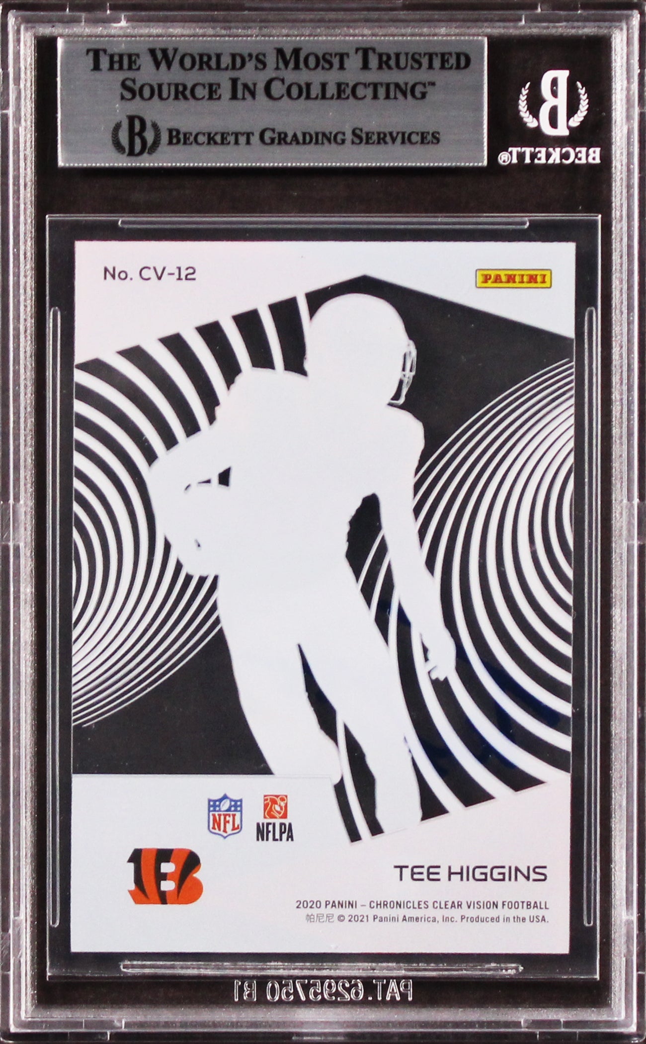 Bengals Tee Higgins Signed 2020 Panini Clear Vison Rookies #12 Card BAS Slabbed