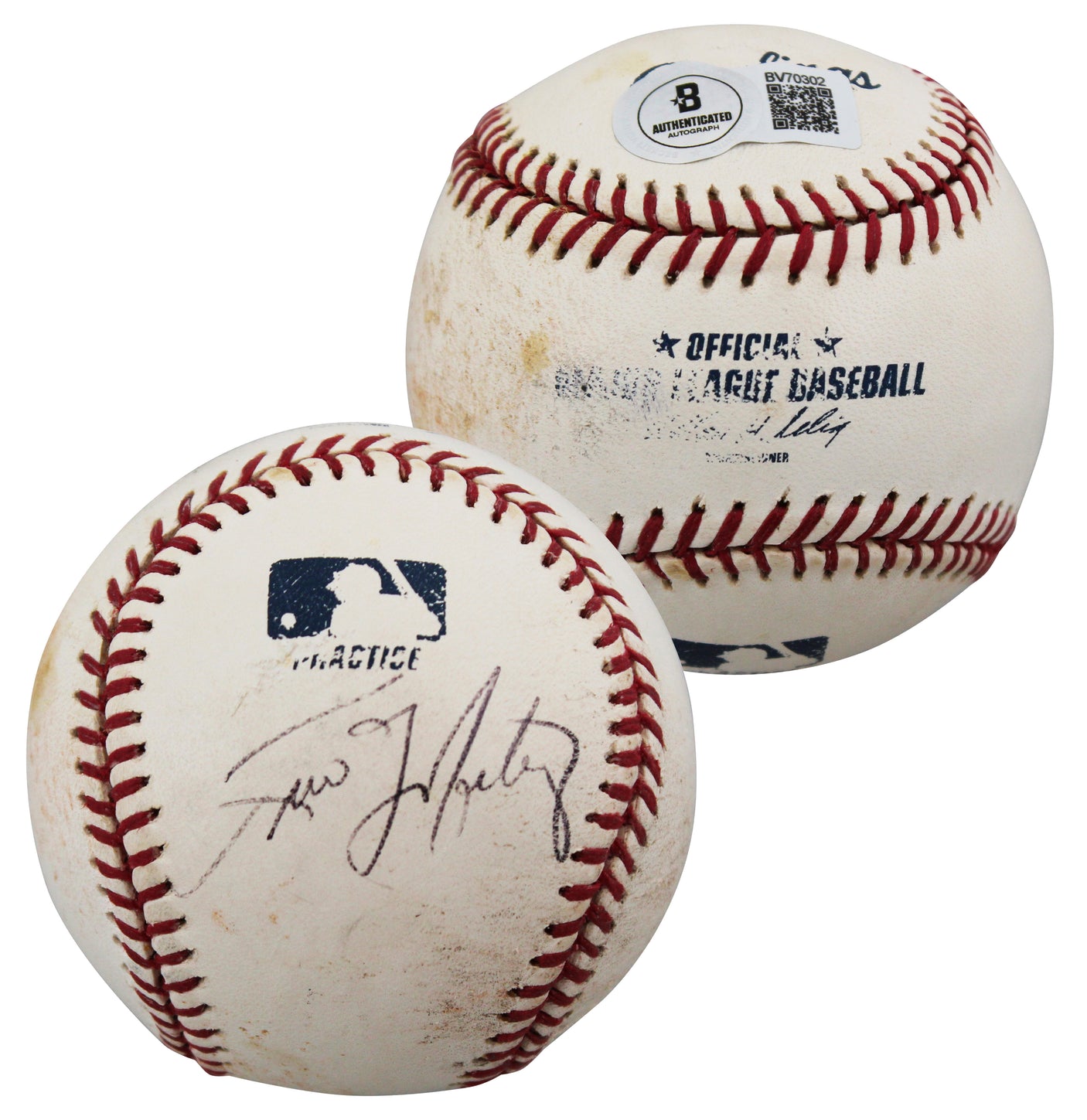 Yankees Tino Martinez Signed Practice Used Allen Selig OML Baseball BAS #BV70302