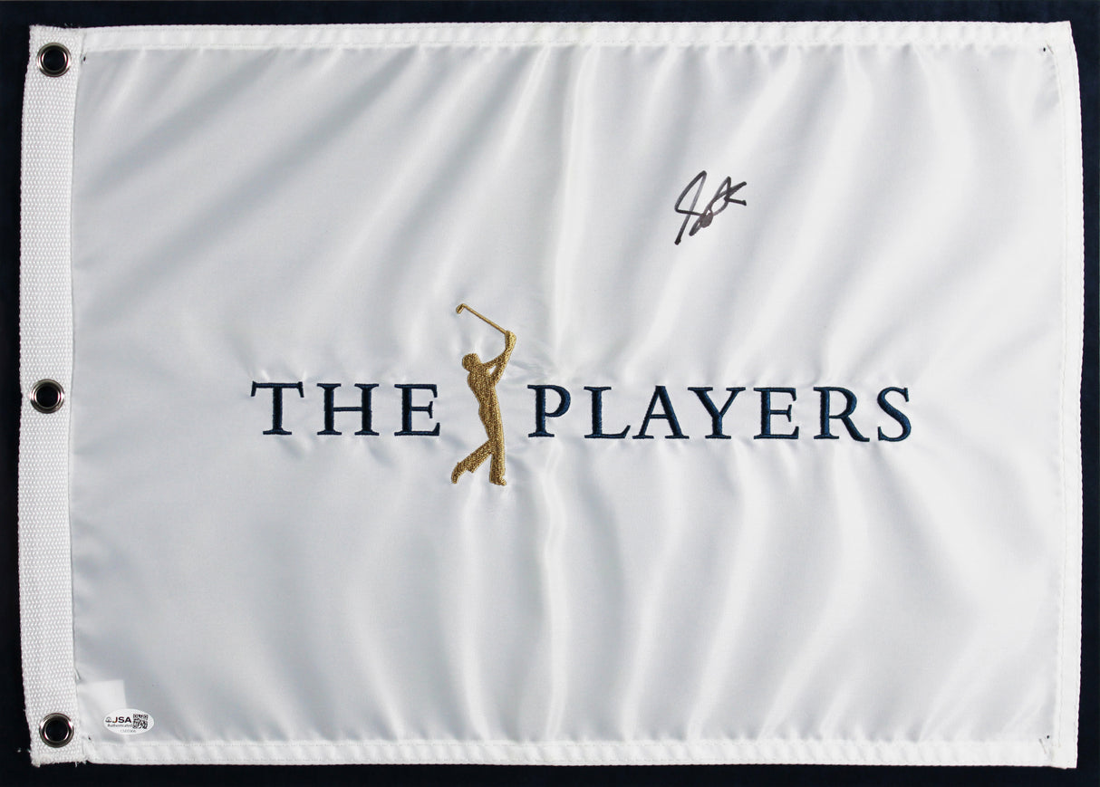Scottie Scheffler Signed & Framed Player's Championship Pin Flag JSA #CN05906