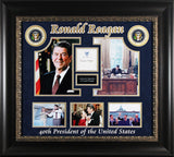 Ronald Reagan Authentic Signed 2x3.5 Cut Signature Framed Display BAS #AB77987