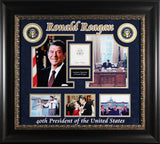 Ronald Reagan Authentic Signed 2x3.5 Cut Signature Framed Display BAS #AB76866