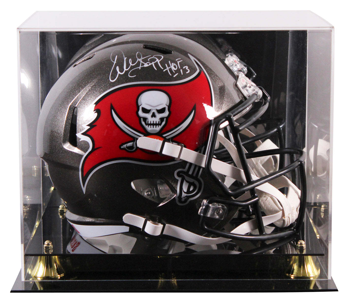 Bucs Warren Sapp "HOF 13" Signed Full Size Speed Rep Helmet W/ Case BAS Witness