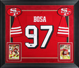 49ers Nick Bosa Signed Red Nike Elite Framed Jersey w/ Dropshadow BAS Witnessed