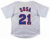 Sammy Sosa Authentic Signed White Pinstripe Pro Style Jersey Autographed JSA