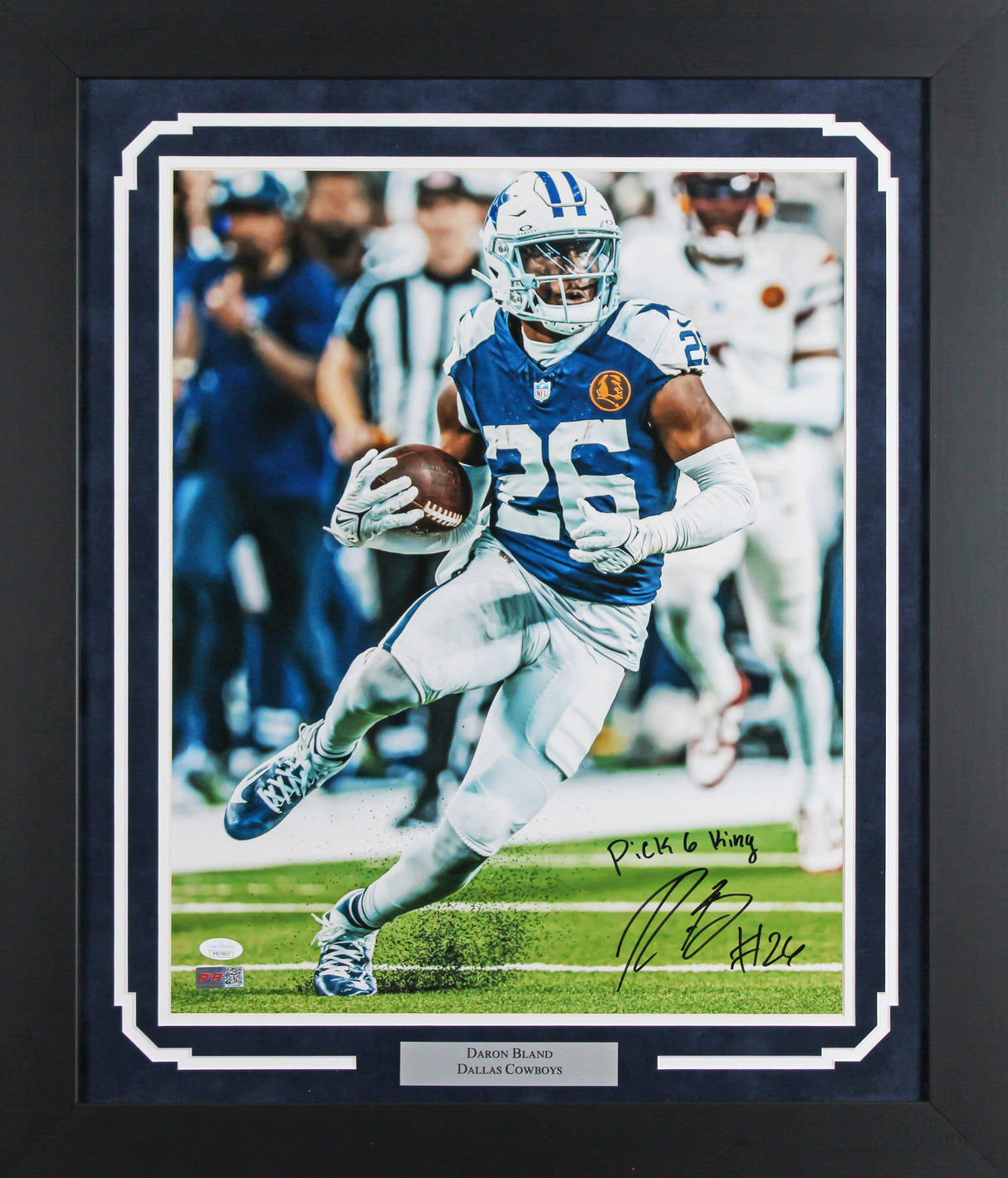 Cowboys Daron Bland "Pick 6 King" Signed 16x20 Framed Photo JSA #WB179037
