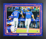 Rangers Evan Carter & Marcus Semien Signed 16x20 Framed Photo BAS Wit #1W338009
