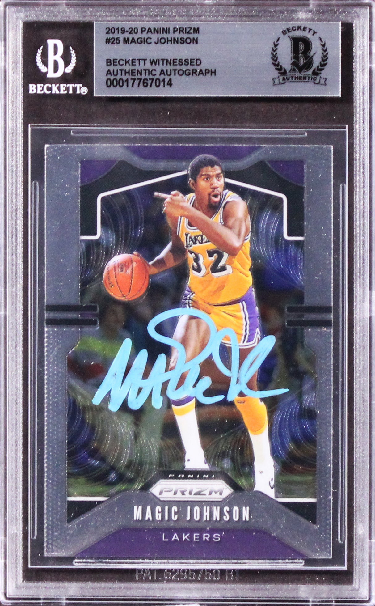 Lakers Magic Johnson Authentic Signed 2019 Panini Prizm #25 Card BAS Slabbed