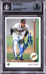 Braves John Smoltz Authentic Signed 1989 Upper Deck #17 Rookie Card BAS Slabbed