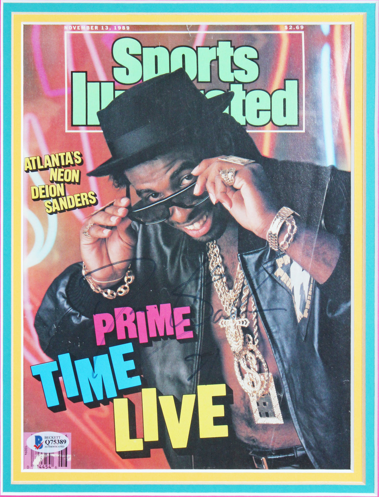 Cowboys Deion Sanders Signed & Framed 1989 SI Magazine Cover BAS #Q75389