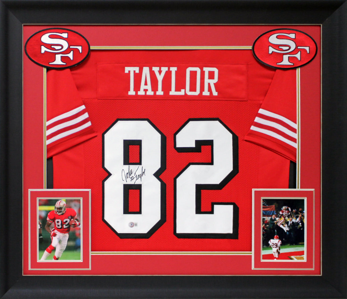 John Taylor Signed Red Pro Style Framed Jersey w/ Dropshadow BAS Witnessed