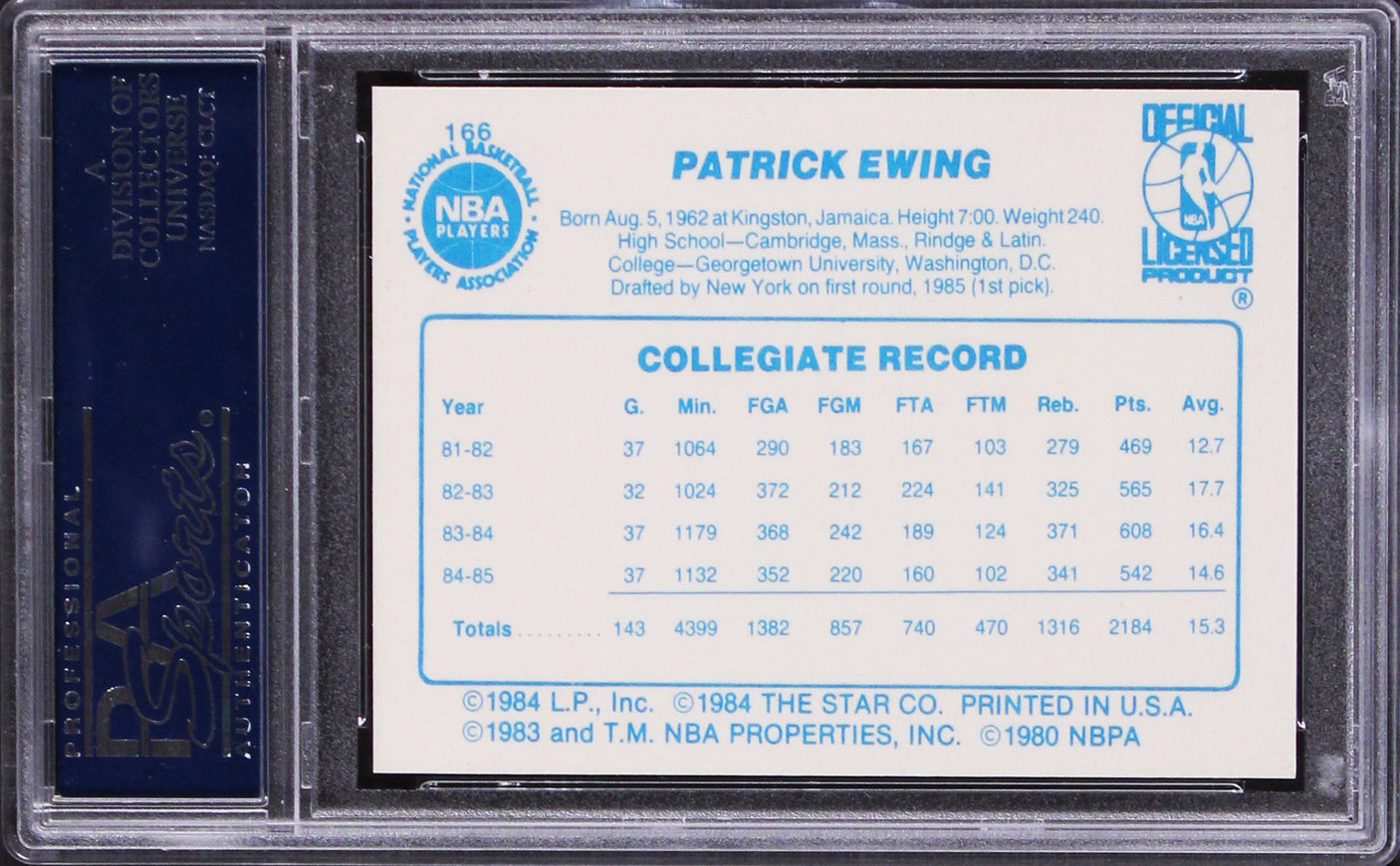 Knicks Patrick Ewing Signed Star '86 Rookie Card Auto Graded Mint 9! PSA Slabbed