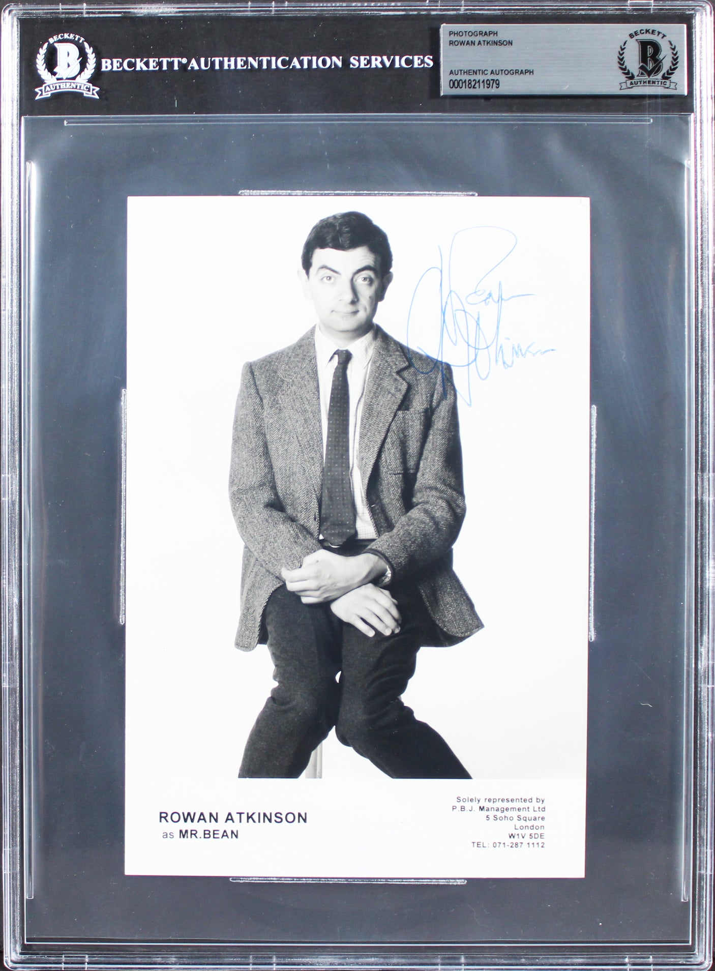Rowan Atkinson Mr. Bean Authentic Signed 5.75x8.5 Photo Autographed BAS Slabbed