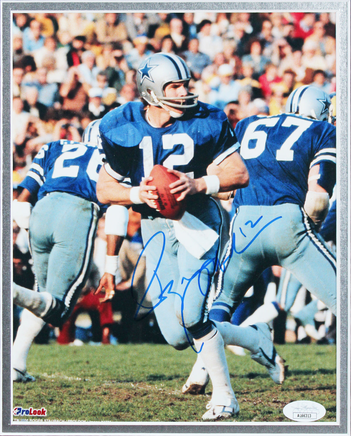 Cowboys Roger Staubach, Troy Aikman & Tony Romo Signed 8x10 Framed Photo JSA