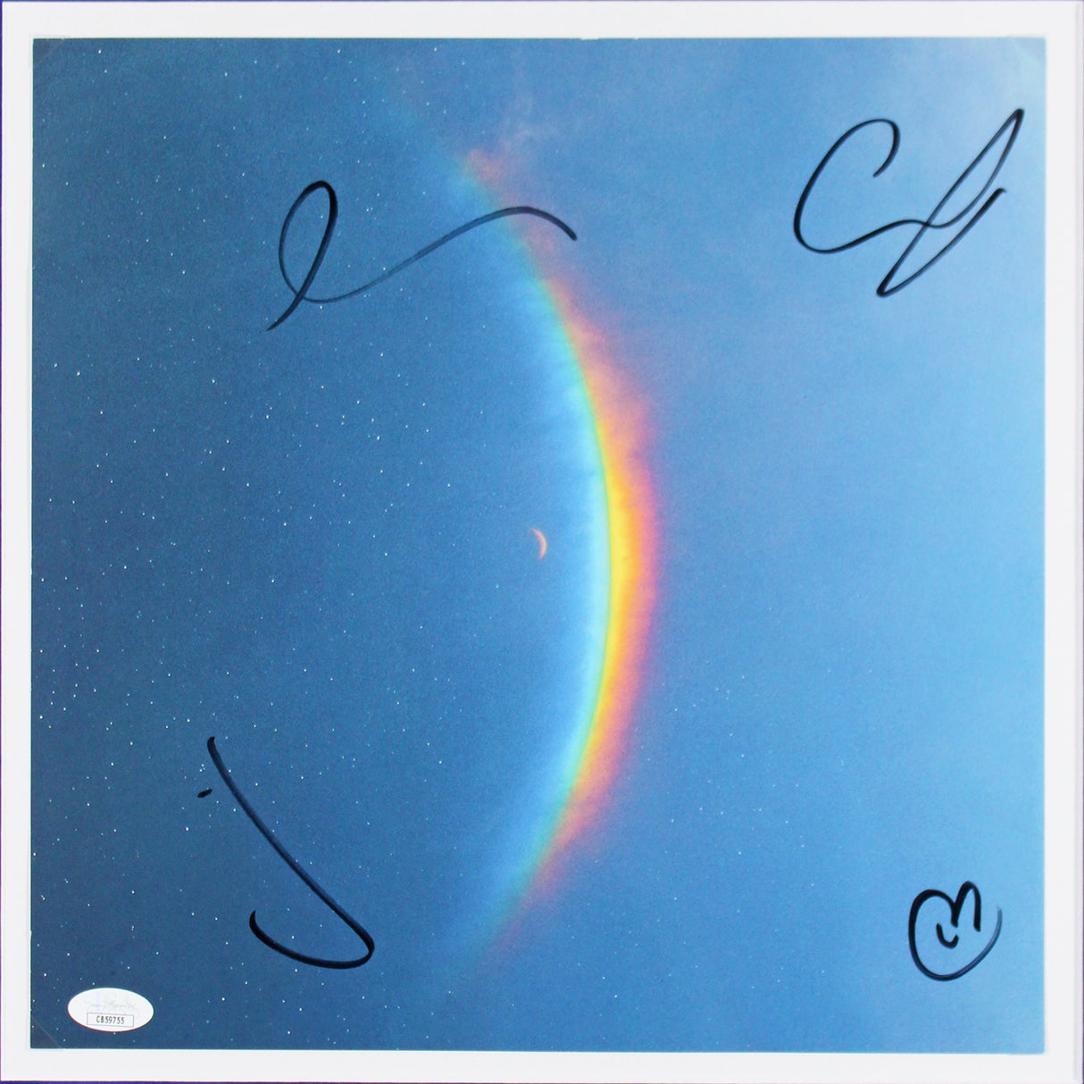Coldplay Martin, Berryman +2 Signed & Framed Moon Music Album Flat JSA #CB59755