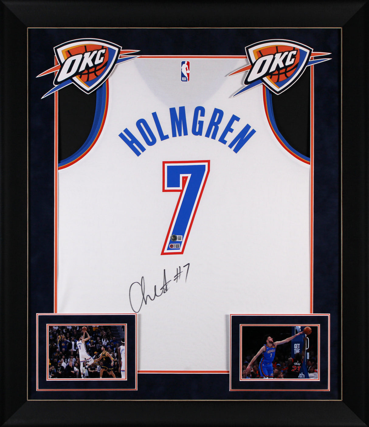 Thunder Chet Holmgren Signed White Nike Swingman Framed Jersey BAS Witnessed