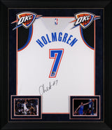 Thunder Chet Holmgren Signed White Nike Swingman Framed Jersey BAS Witnessed
