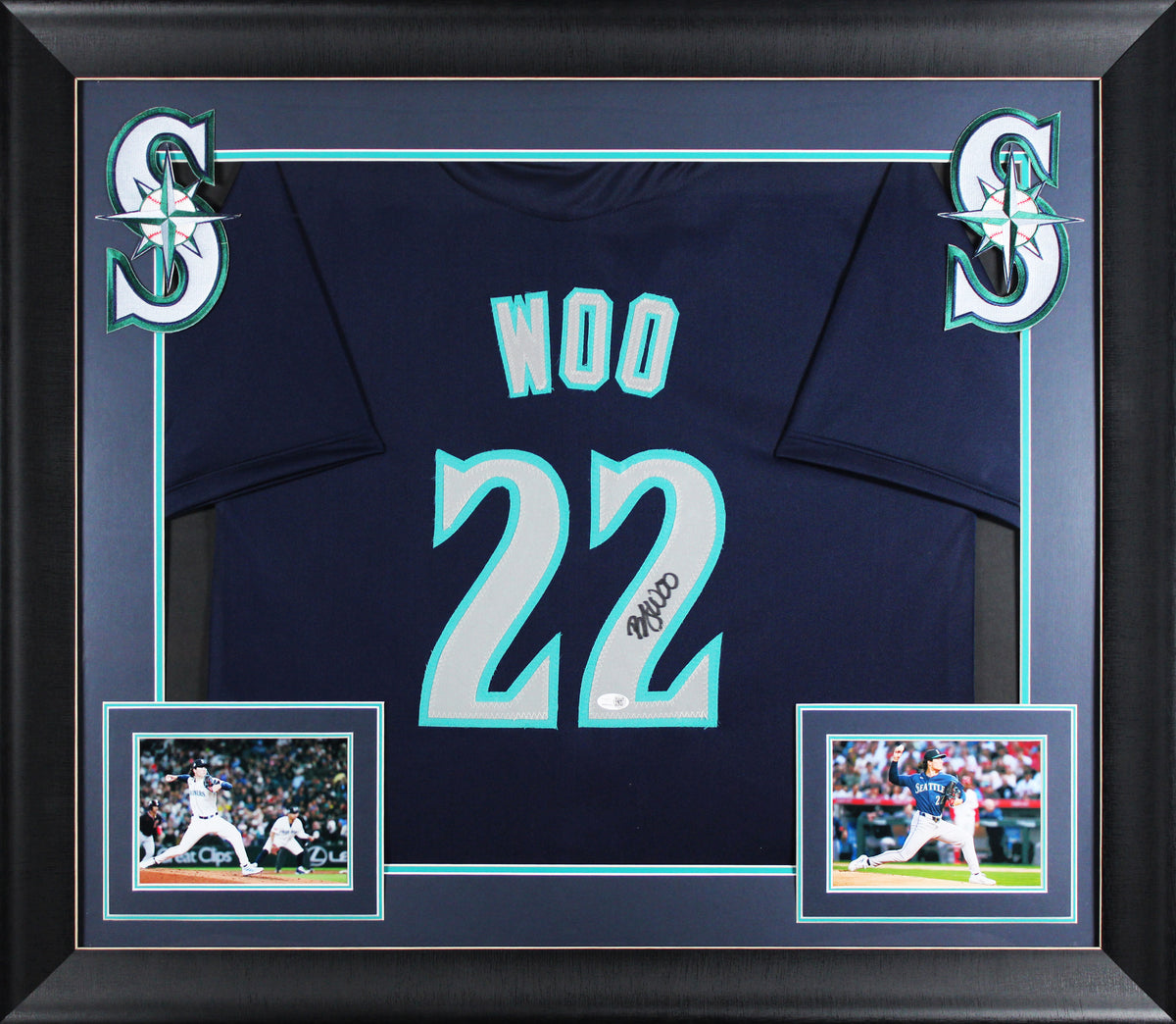 Bryan Woo Authentic Signed Navy Pro Style Framed Jersey Autographed JSA Witness