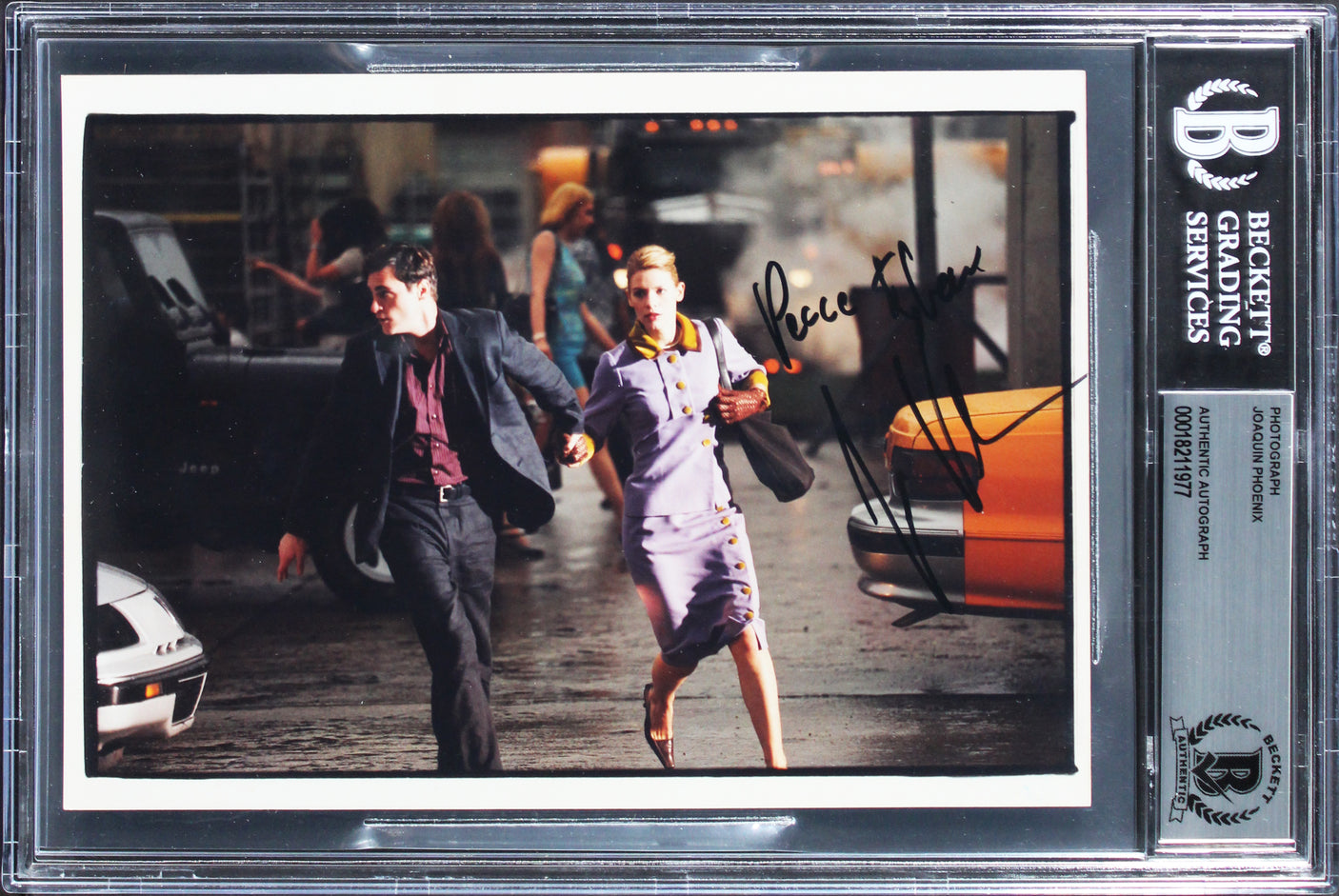 Joaquin Phoenix It's All About Love "Peace & Love" Signed 5x7 Photo BAS Slabbed
