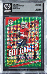 Buccaneers Tom Brady Signed 2020 Panini Mosaic #2 Got Game Card Auto 9 BAS Slabb