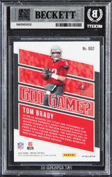 Buccaneers Tom Brady Signed 2020 Panini Mosaic #2 Got Game Card Auto 9 BAS Slabb