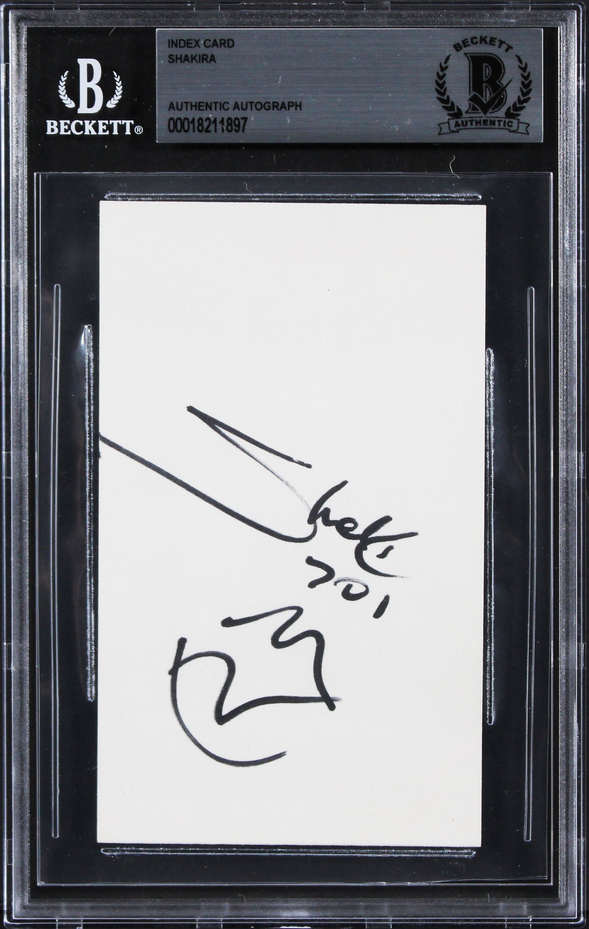 Shakira Musician Authentic Signed 3x5 Index Card Autographed BAS Slabbed 1
