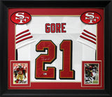 Frank Gore Authentic Signed White Pro Style Framed Jersey BAS Witnessed 2