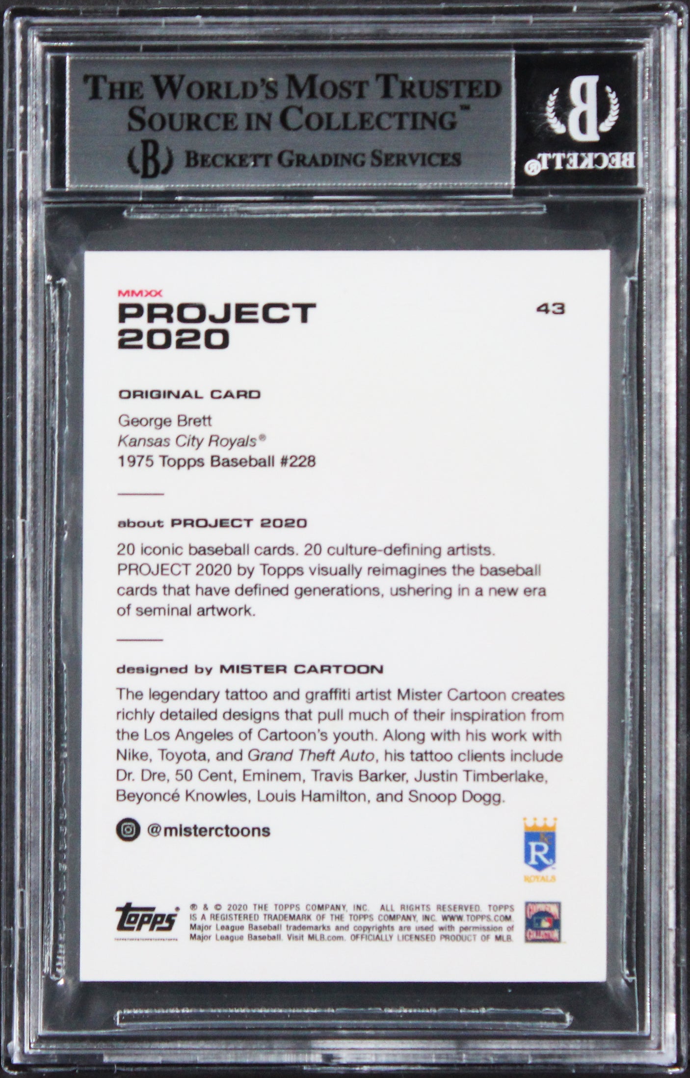 Royals George Brett Signed 2020 Topps Project 2020 #43 Card BAS Slabbed