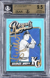 Royals George Brett Signed Topps Project 2020 #43 Card 9.5, Auto 8! BAS Slabbed