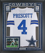 Dak Prescott Authentic Signed White Pro Style Framed Jersey BAS Witness #WZ13968