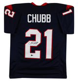Nick Chubb Authentic Signed Navy Pro Style Jersey Autographed BAS Witnessed
