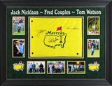 Jack Nicklaus, Tom Watson & Fred Couples Signed & Framed Masters Pin Flag BAS