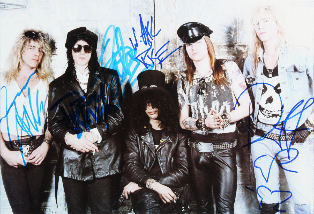 GNR (5) Rose, Slash, McKagan, Adler & Stradlin Signed 8x10 Framed Photo BAS LOA