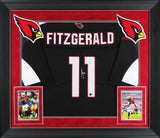 Cardinals Larry Fitzgerald Signed Black Nike Elite Framed Jersey BAS #BP33863