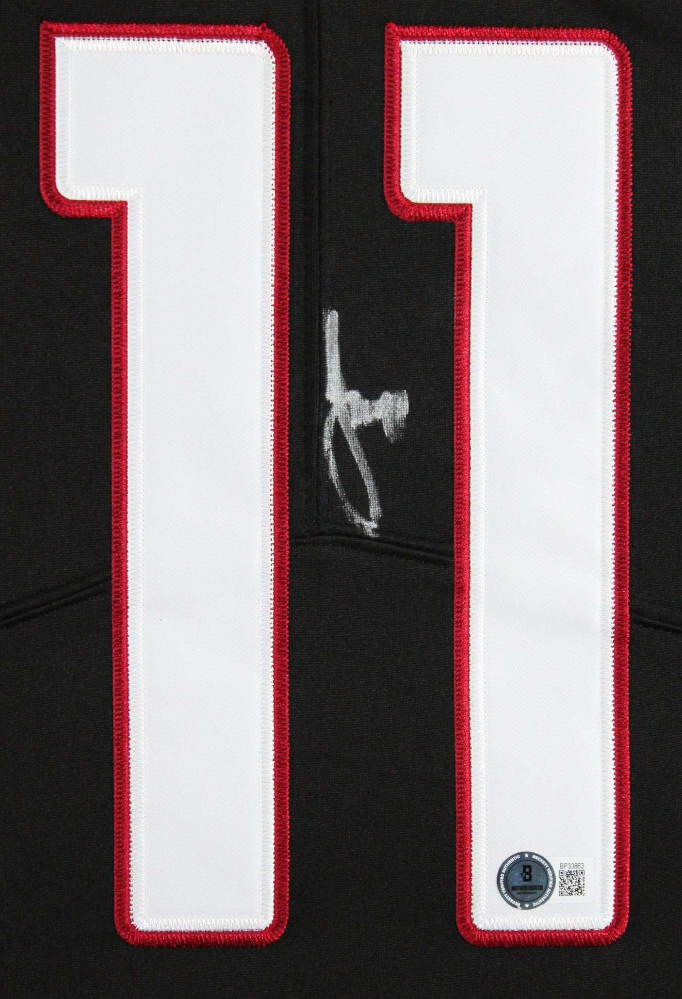 Cardinals Larry Fitzgerald Signed Black Nike Elite Framed Jersey BAS #BP33863