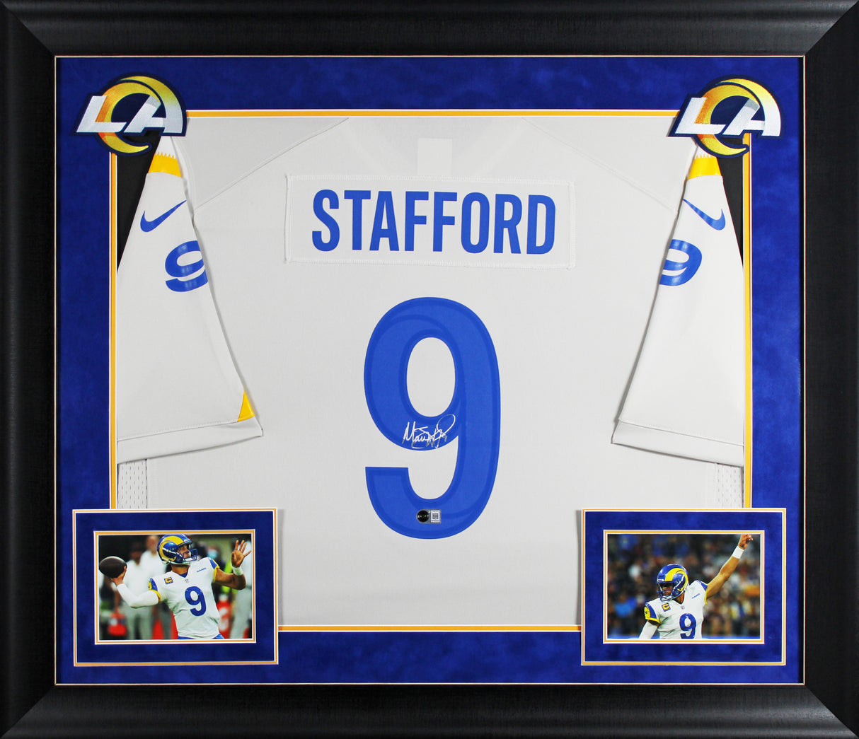 Rams Matthew Stafford Authentic Signed Bone Nike Game Framed Jersey BAS Witness
