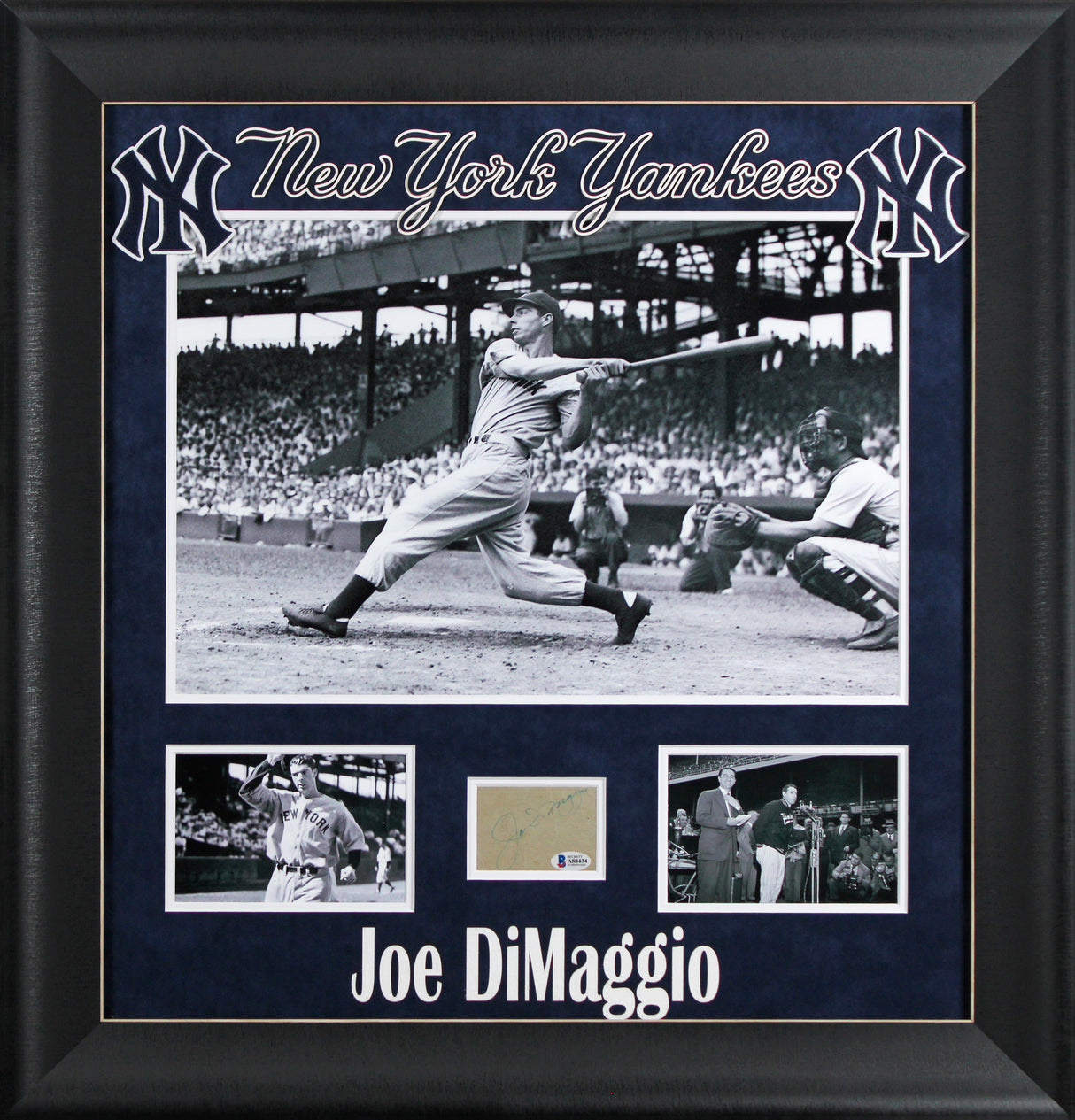 Yankees Joe DiMaggio Authentic Signed & Framed 2.5x3 Cut Signature BAS #A88434