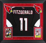 Cardinals Larry Fitzgerald Signed Black Nike Elite Framed Jersey BAS #BP33862