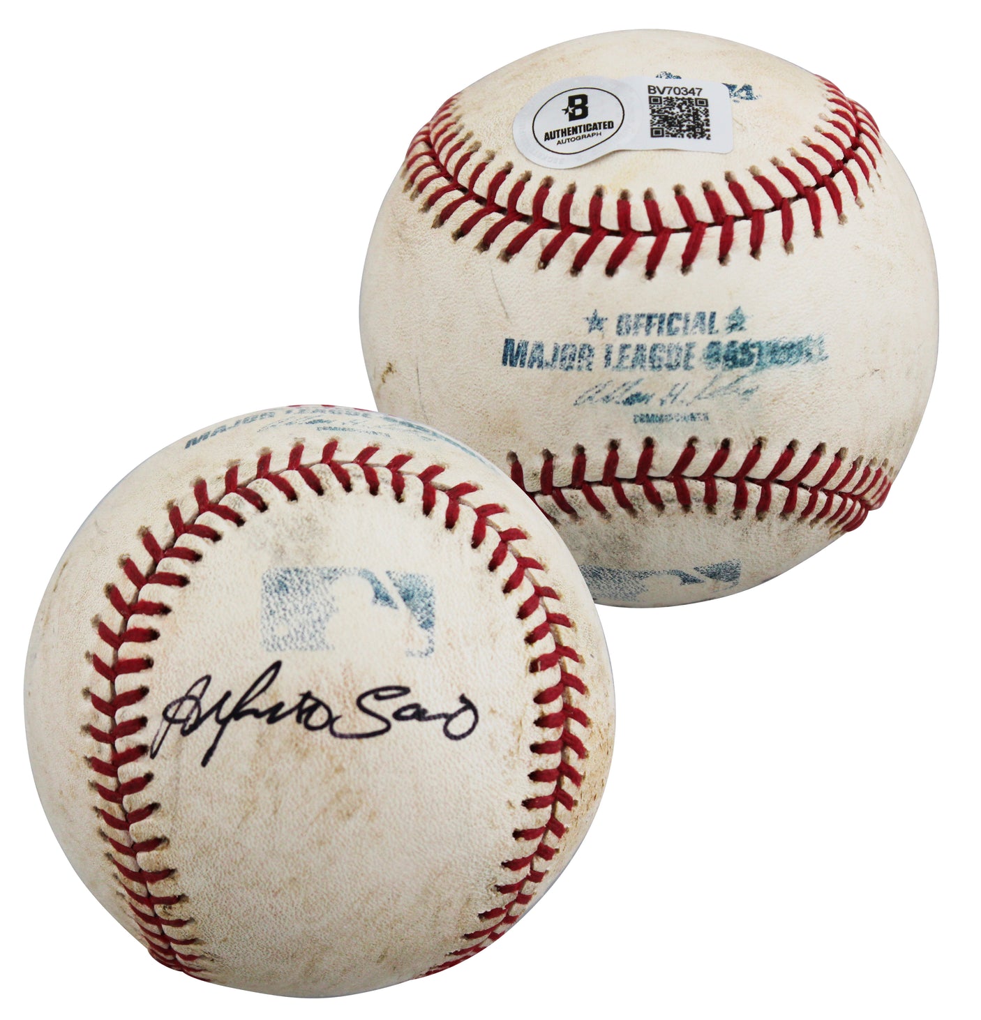 Yankees Alfonso Soriano Signed Game Used Allen Selig OML Baseball BAS #BV70347