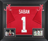 Alabama Nick Saban Authentic Signed Maroon Pro Style Framed Jersey BAS