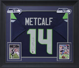 D.K. Metcalf Authentic Signed Navy Blue Pro Style Framed Jersey BAS 2