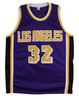 Magic Johnson Authentic Signed Purple Pro Style Jersey Black Trim BAS Witness 2