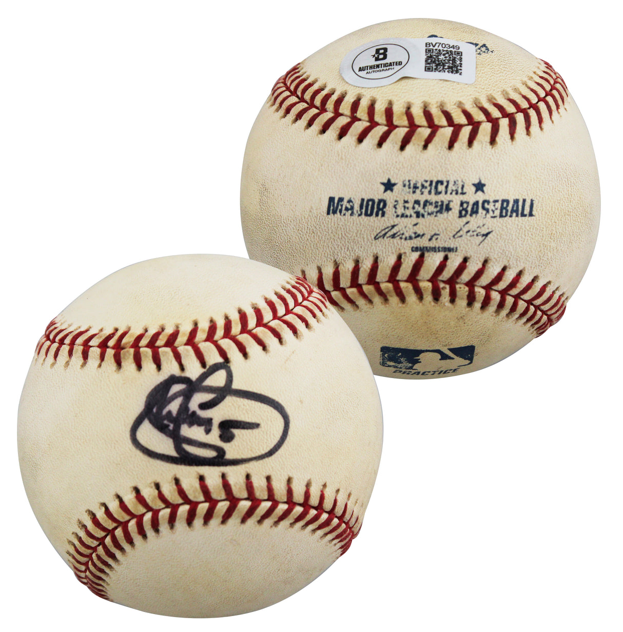 Blue Jays Shawn Green Signed Practice Used Allen Selig OML Baseball BAS #BV70349