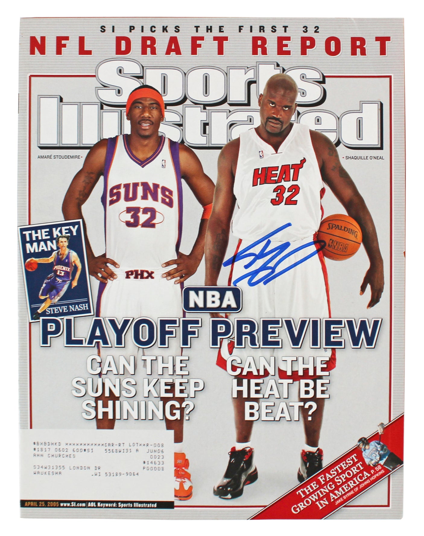Heat Shaquille O'Neal Signed April 2005 Sports Illustrated Magazine BAS Witness