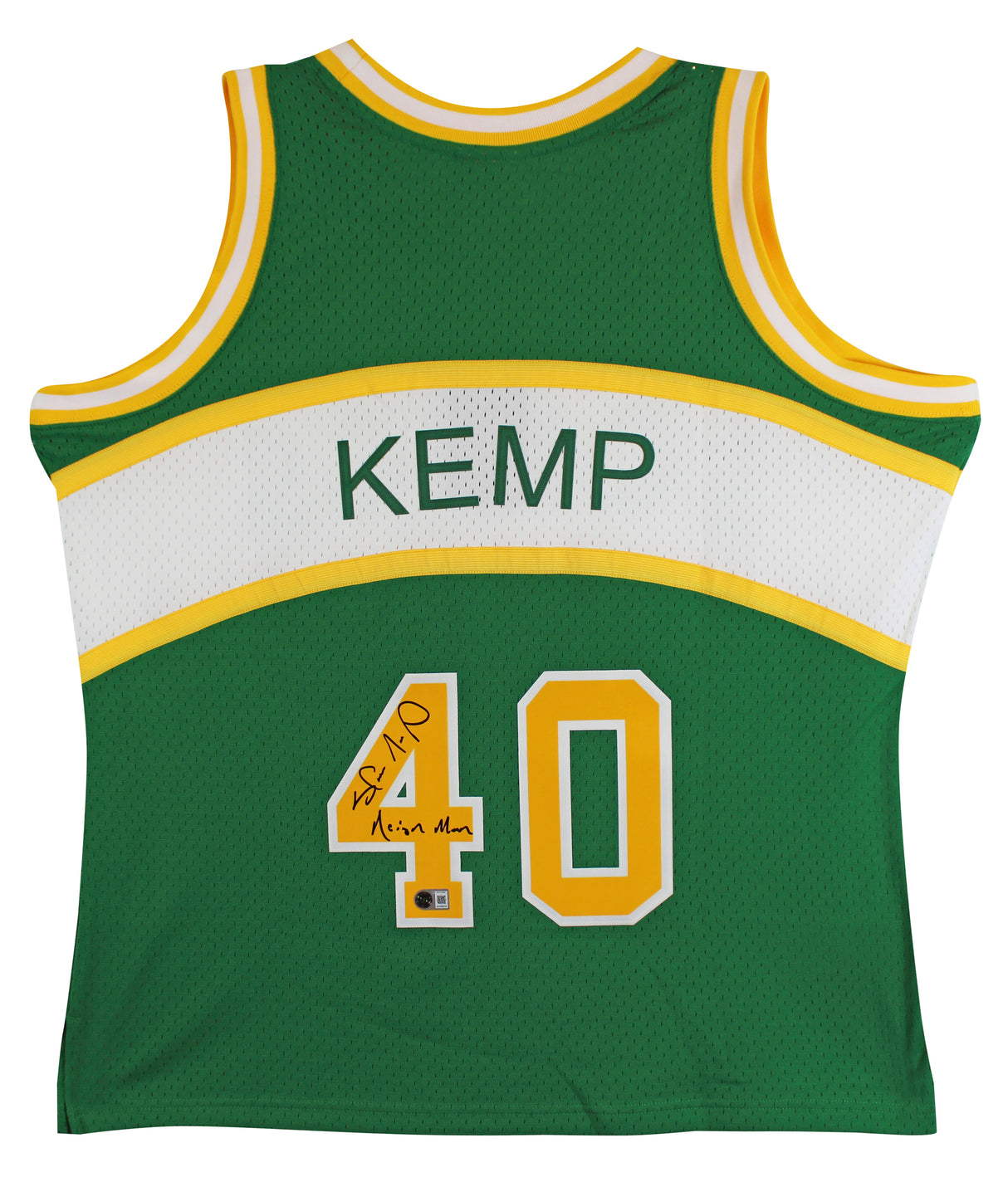 Sonics Shawn Kemp "Reign Man" Signed Green M&N 1994-95 HWC Swingman Jersey BAS