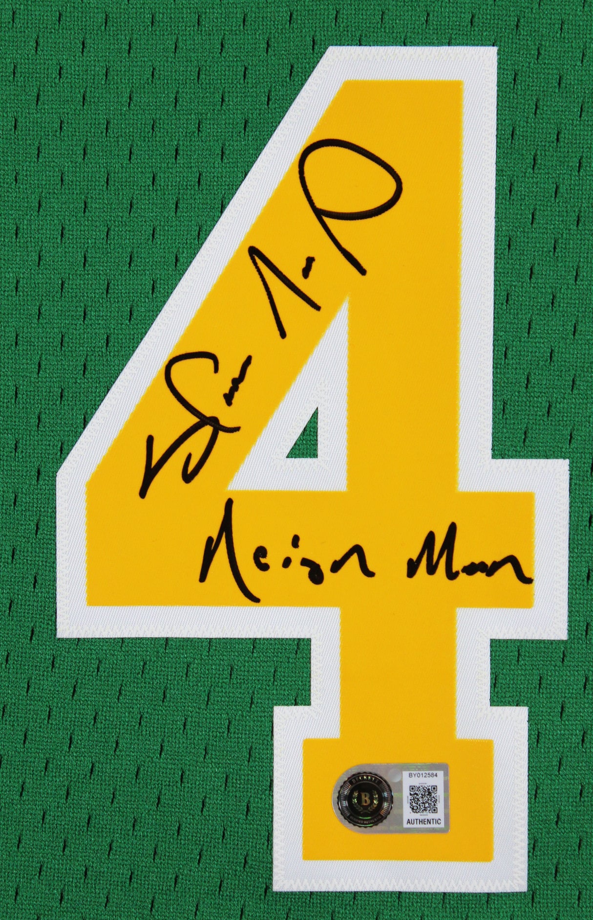 Sonics Shawn Kemp "Reign Man" Signed Green M&N 1994-95 HWC Swingman Jersey BAS