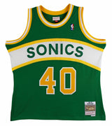 Sonics Shawn Kemp "Reign Man" Signed Green M&N 1994-95 HWC Swingman Jersey BAS