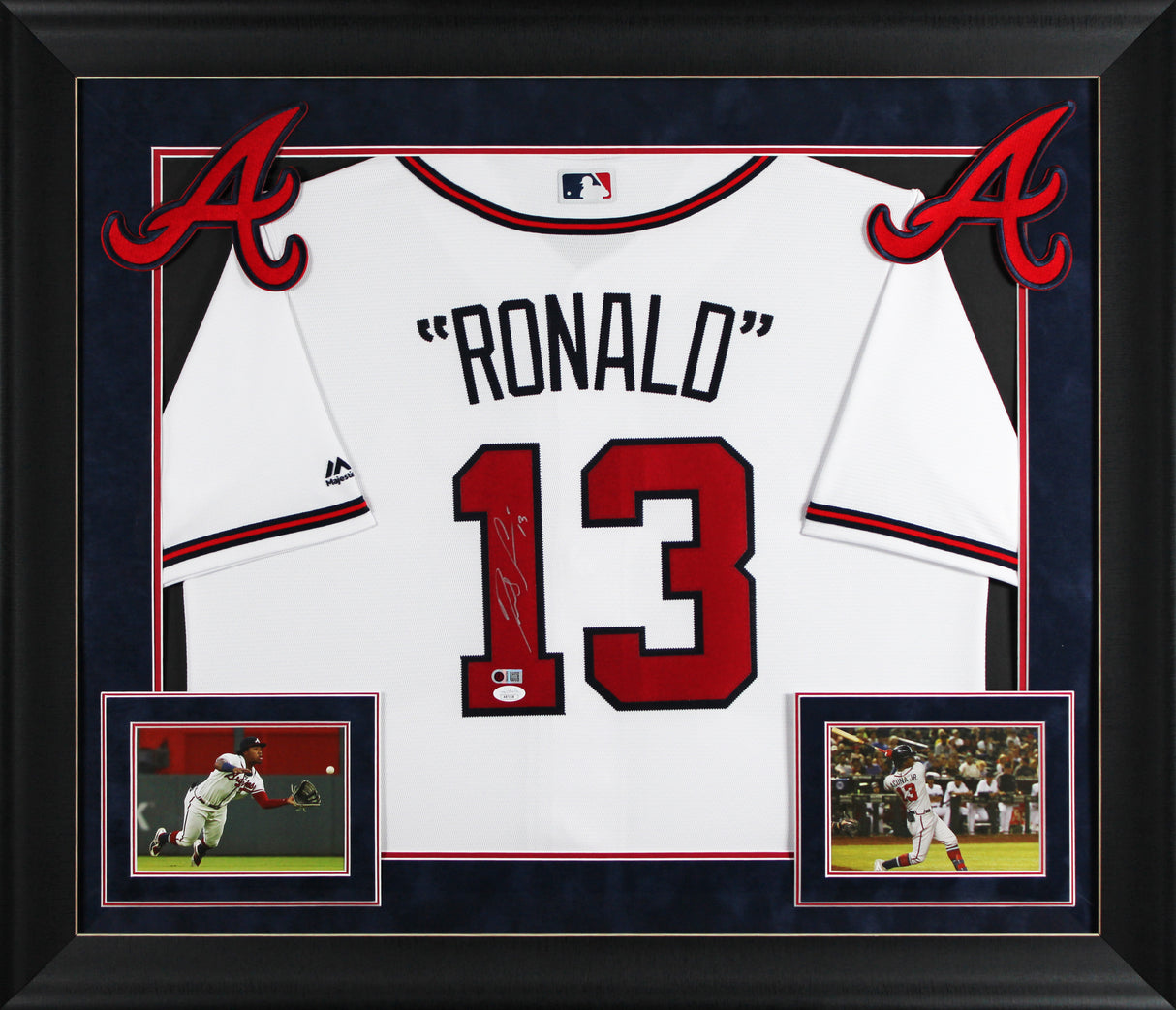 Braves Ronald Acuna Jr. Signed White Majestic Framed Jersey JSA 7