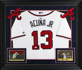 Braves Ronald Acuna Jr. Signed White Majestic Framed Jersey JSA 3